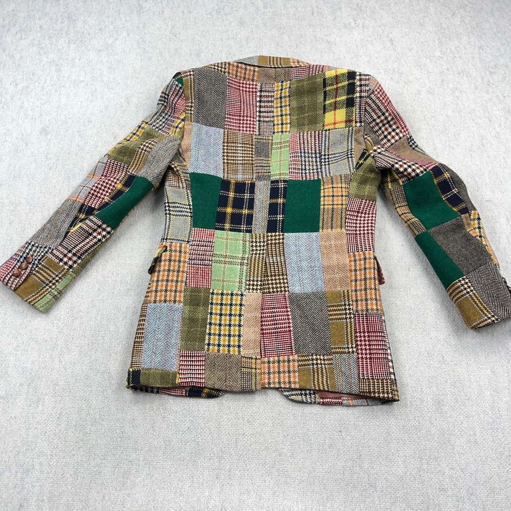 Vintage Wool Blazer Men Small Plaid Patchwork 70s 80s Sport Coat USA Made READ* - Picture 11 of 16